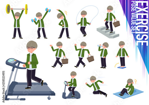 flat type green Coach jacket man_exercise