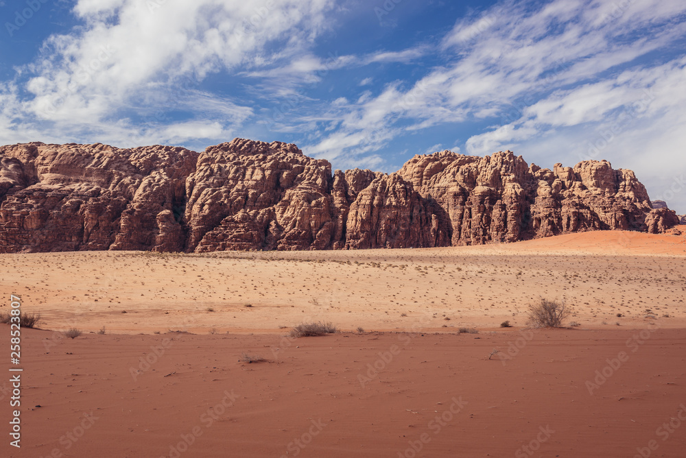Landscape of Wadi Rum also known as Valley of light or Valley of sand in Jordan Landscape of Wadi Rum also known as Valley of light or Valley of sand in Jordan