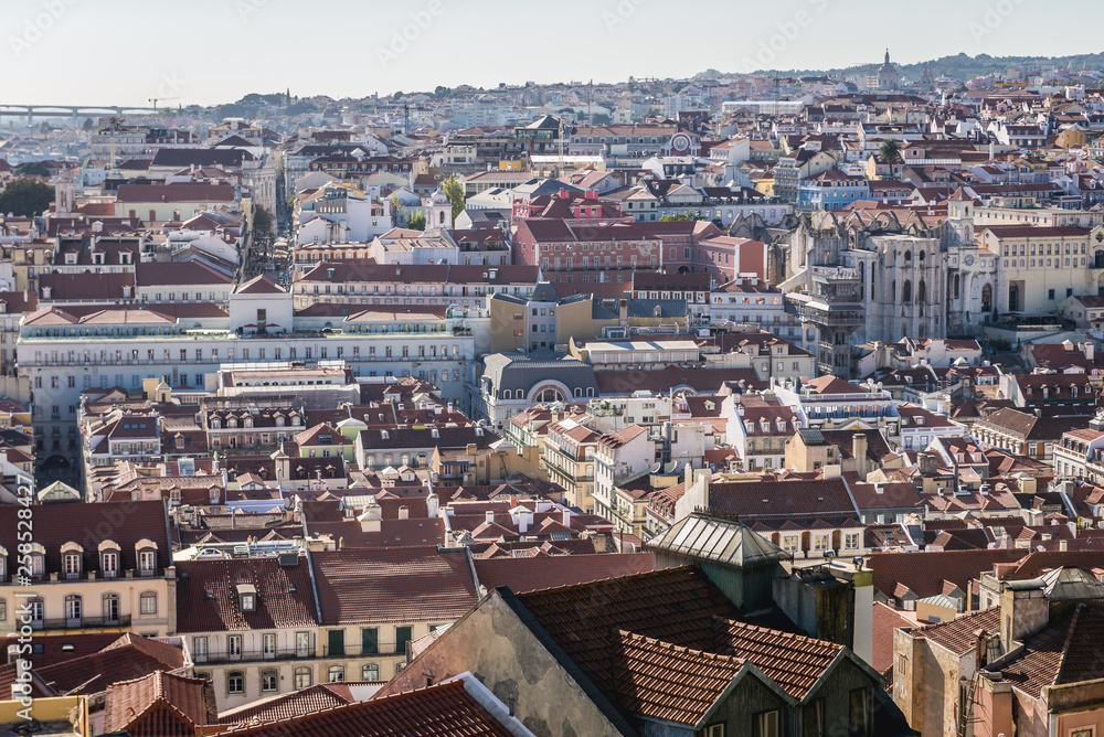 Lisbon cityscape seen from Sao Jorge fortress, Portugal