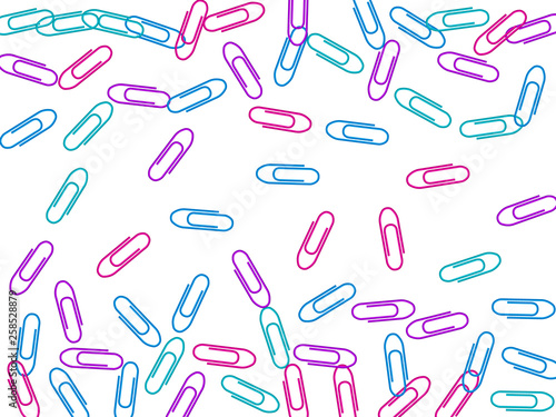 Stationary paperclips isolated on white background