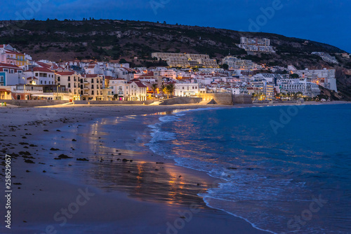 Photos Evening in Sesimbra town in Setubal District of Portugal, view from Ouro Beach