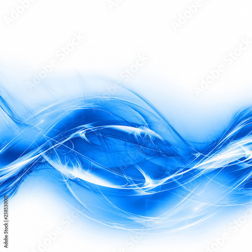 Abstract background with blue wavy fractal on a white
