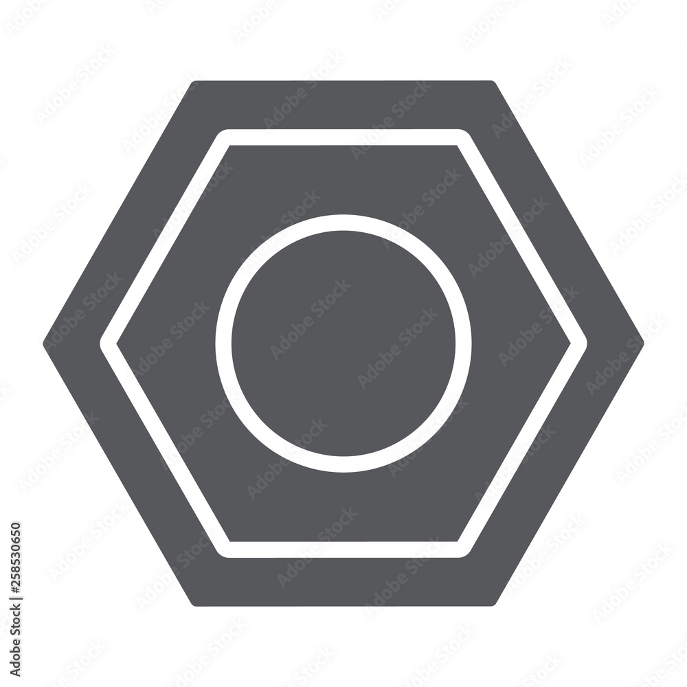 Car nut glyph icon, auto and repair, bolt sign, vector graphics, a solid pattern on a white background. Car nut glyph icon, auto and repair, bolt sign, vector graphics, a solid pattern on a white background.
