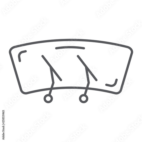 Car wipers thin line icon, auto and windscreen, car brush sign, vector graphics, a linear pattern on a white background.