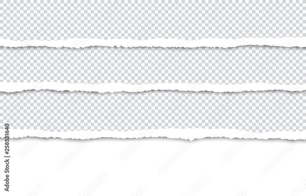 Ripped paper strips for text or photo on a white background. Ripped paper strips for text or photo on a white background.