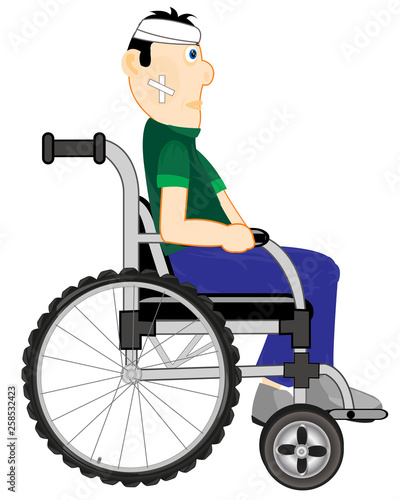 Man in wheelchairs on white background is insulated