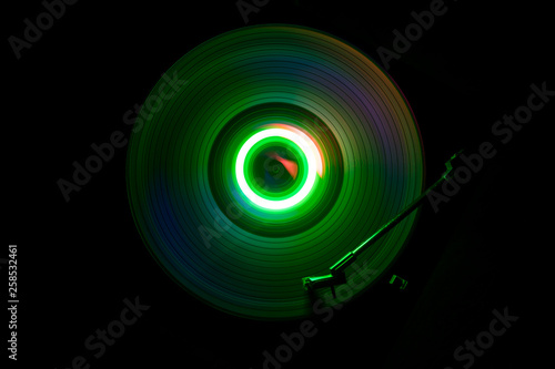 Obraz na plátně Concept of speed - Trail of fire and smoke - Vinyl record