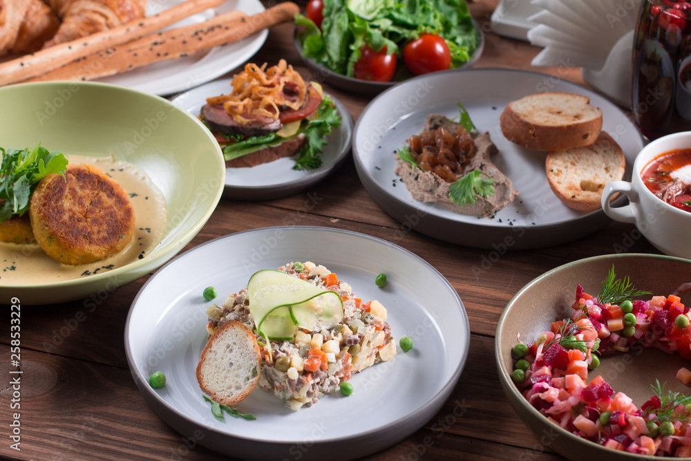 russian salad. Russian traditional salad. Vegetable salad russian salad. Russian traditional salad. Vegetable salad