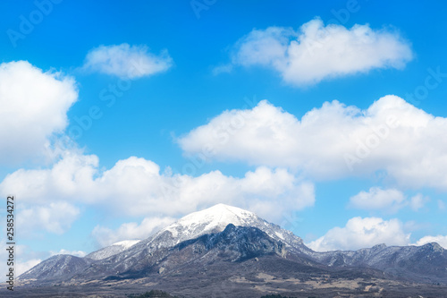 View of the mountain Beshtau near the city of Pyatigorsk in the Stavropol region. Spring 2019. © svetosila3852