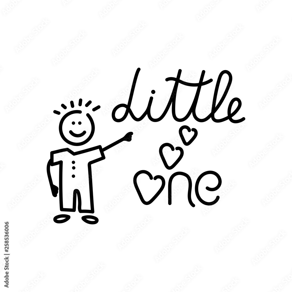Hand drawn lettering Little one. Phrase for baby card, poster, print, decor. Hand drawn lettering Little one. Phrase for baby card, poster, print, decor.