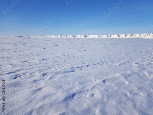 Photo of snow-covered tundra, Russia, Gydansky peninsula.