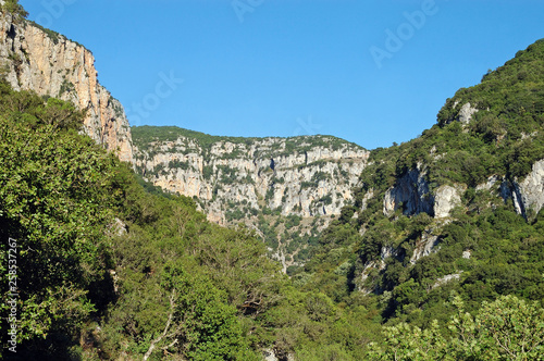 The Vikos Gorge is in the Pindus Mountains of northern Greece