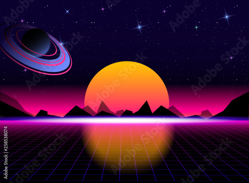 retro wave background place for text 