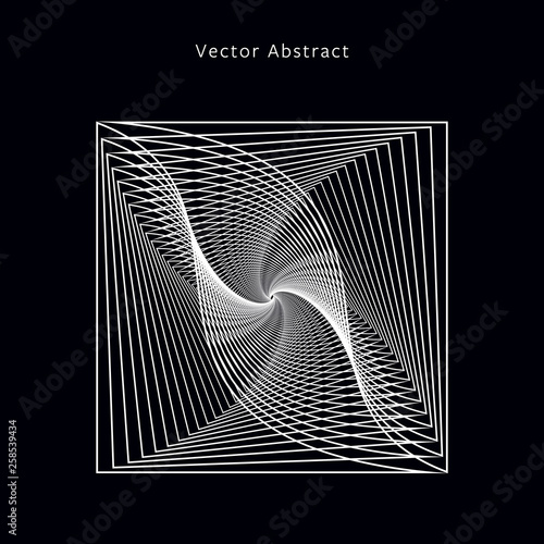 Abstract Futuristic Monochrome Illustration. Modern Linear Square Graphic Element. EPS8 Vector.