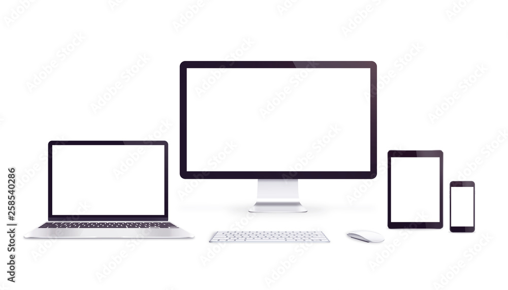 Isolated responsive devices with blank displays for app or web page promotion. Isolated responsive devices with blank displays for app or web page promotion.