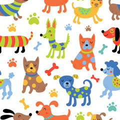Keuken achterwand Honden patronen Lieve hondjes naadloos patroon  © girafchik
