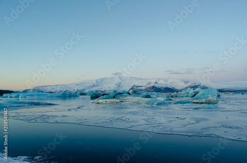 Frozen over seawater with Glacier in background
