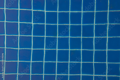 Texture of blue tile swimming pool.