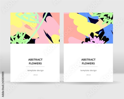 Abstract bright flowers poster template. vector template