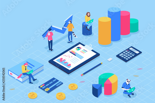Financial administration concept with characters. Can use for web banner, infographics, hero images. Flat isometric vector illustration isolated on white background.