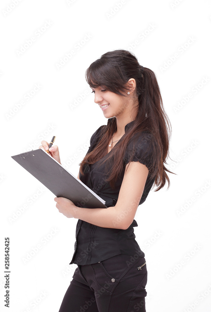 modern business women with documents.isolated on white. modern business women with documents.isolated on white.