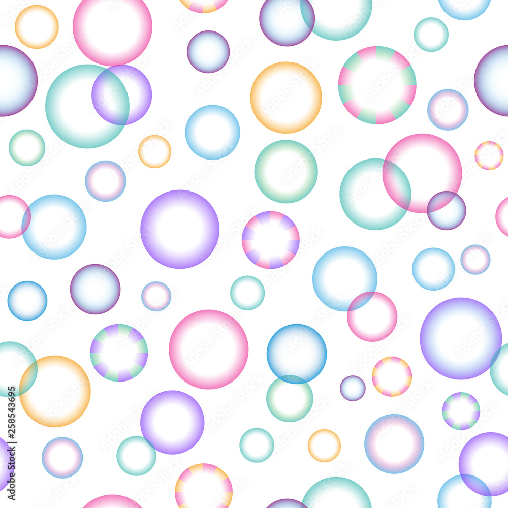 Seamless pattern with translucent gradient balls