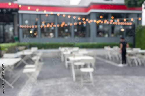 Blur image of outdoor restaurant.