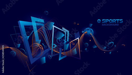 Vector e sports with futuristic technology background design.