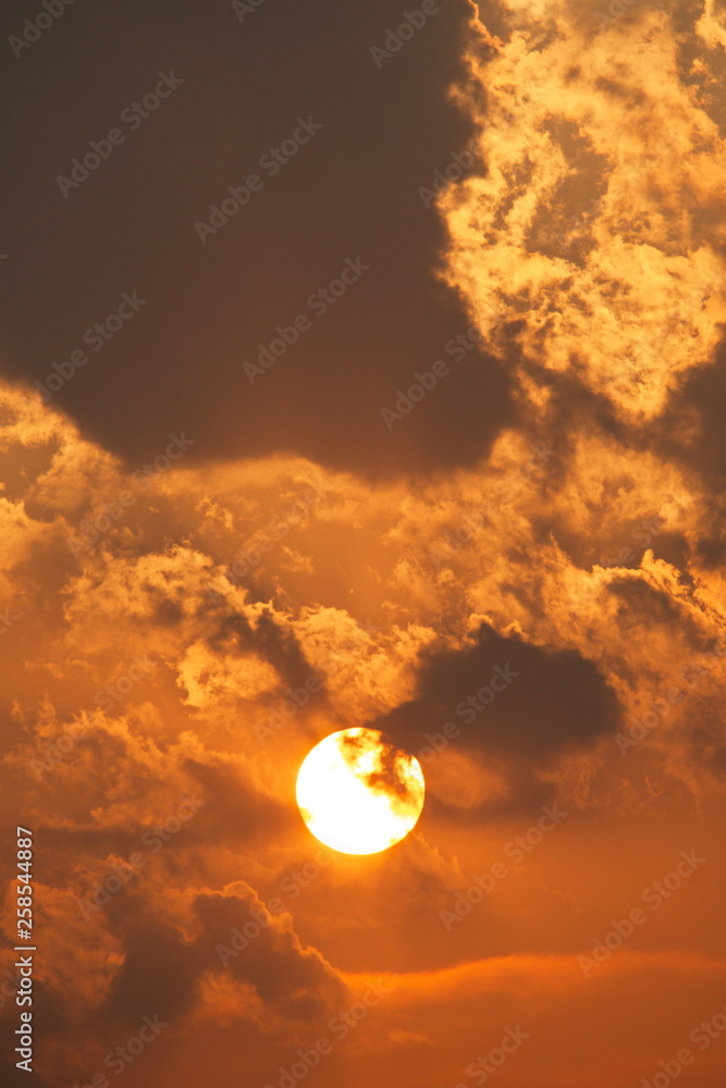Dramatic sunset clouds and sky. Abstract nature background. 