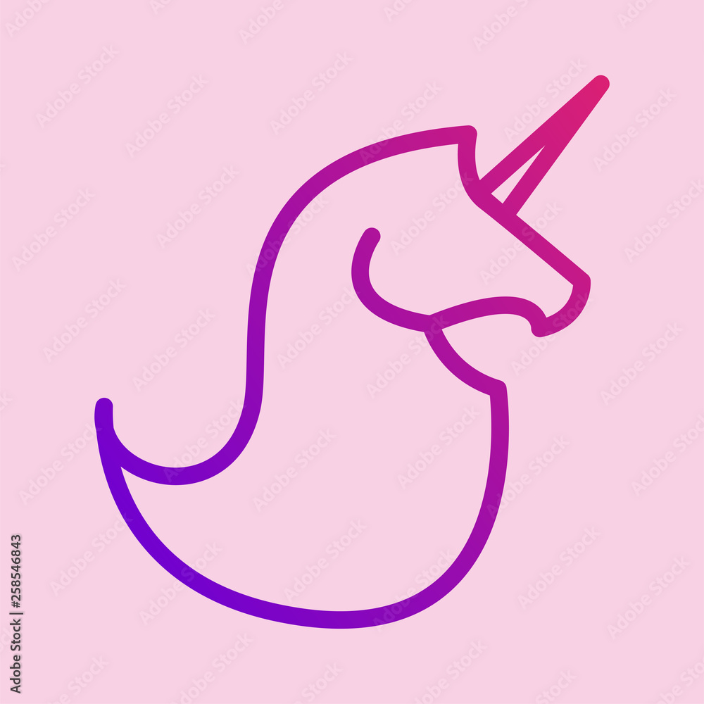 Rainbow silhouette of a unicorn. Logo. Unicorn profile Rainbow silhouette of a unicorn. Logo. Unicorn profile