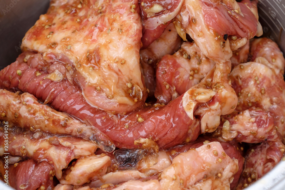 Marinated pork with spices Seasoning and cooking Marinated pork with spices Seasoning and cooking