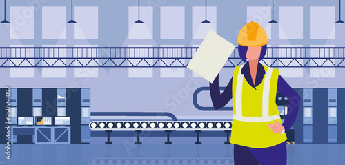 female worker in factory workplace