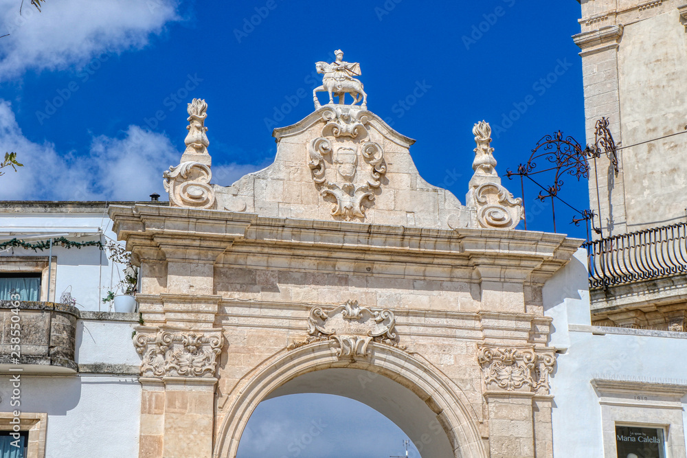 A view of the Sant'Antonio Arch (Arco di Sant'Antonio) in Martina Franca, Puglia, Italy