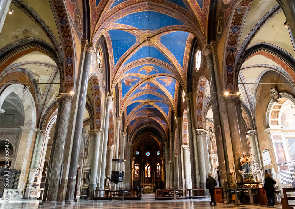 Central nave of a catholic church in Rome