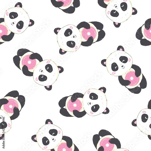 Fototapeta Naklejka Na Ścianę i Meble -  Cartoon Seamless Panda Pattern