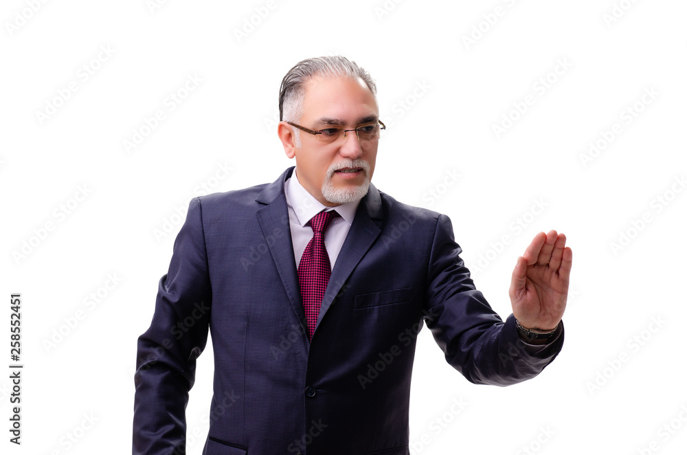 Aged businessman employee isolated on white Aged businessman employee isolated on white