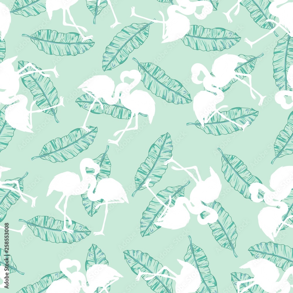 Vector seamless pattern with flamingos Vector seamless pattern with flamingos