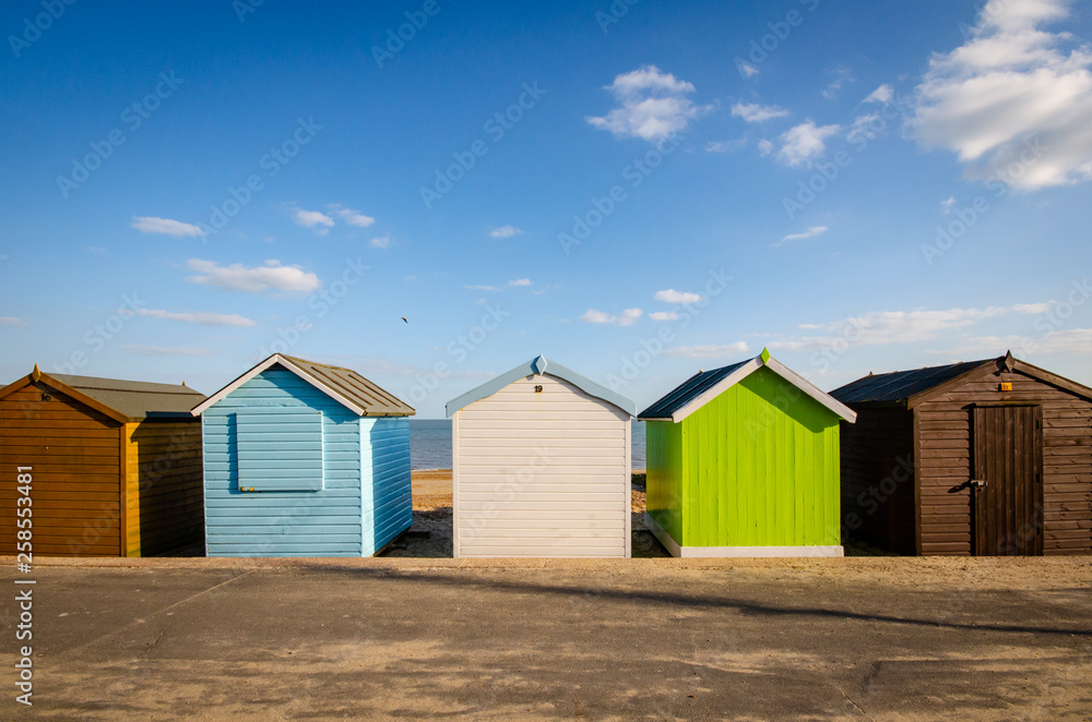 colorful beach huts in Felixstowe colorful beach huts in Felixstowe