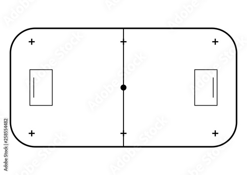 Floorball court line art style. Sport background.