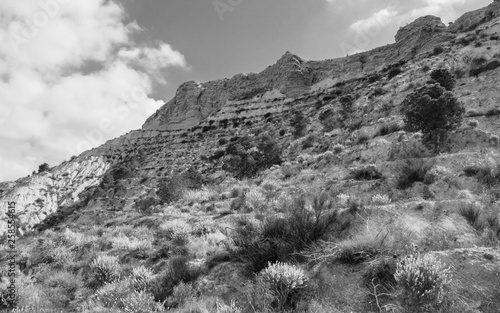 Black and white contrasted mountain slope