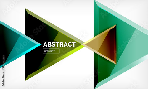 Free Download Triangles repetiton geometric abstract background, multicolored glossy triangular shapes, hi-tech poster cover design or web presentation template with copy space - GFXLoad