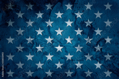 USA flag stars on grunge concrete wall background