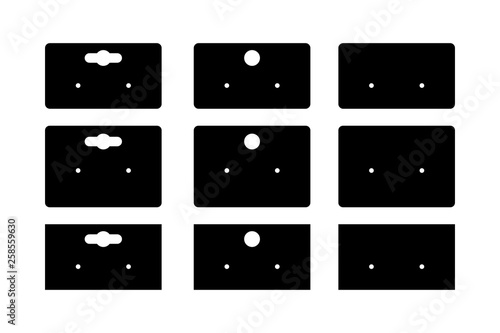 Earring display cards - vector. Jewelry cards. Earring hang tags isolated on white