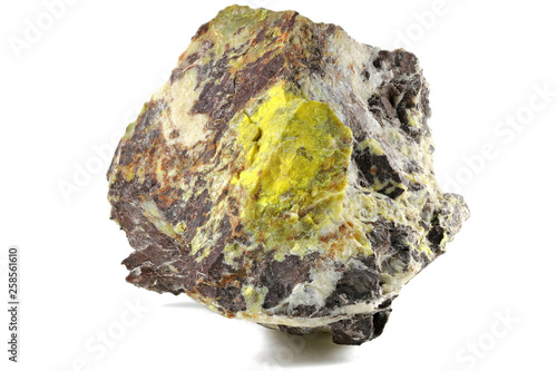 gummite (uranium ore) from Brasil isolated on white background photo