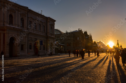 Sunrise over Red square, Moscow city, Russia