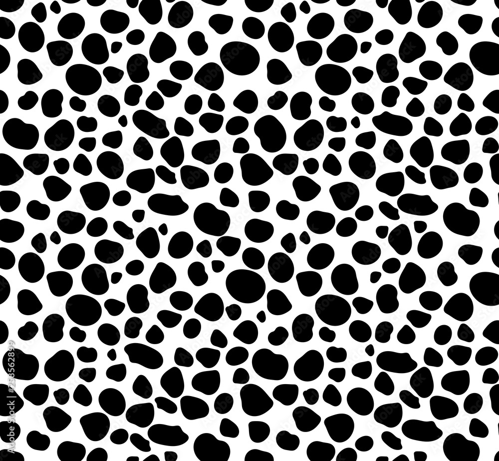 Seamless monochromatic pattern made of rounded shapes, ovals and circles