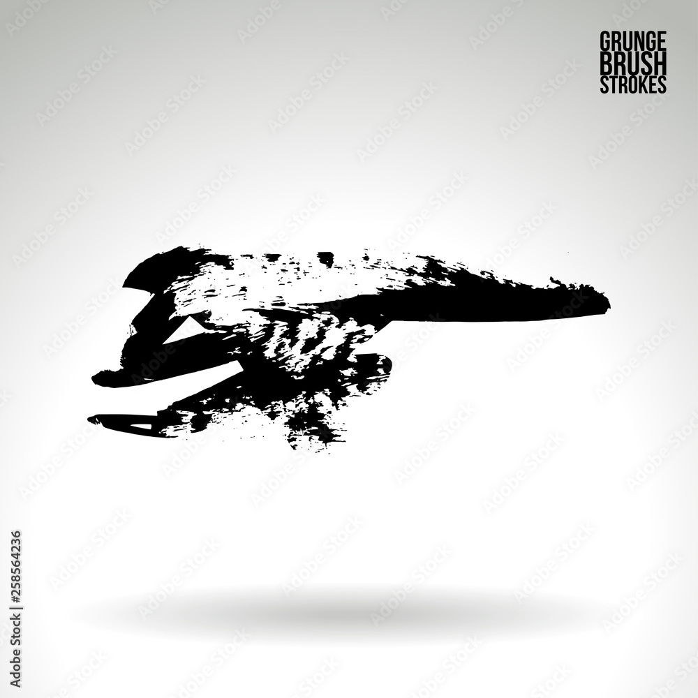 Fototapeta premium Black brush stroke and texture. Grunge vector abstract hand - painted element. Underline and border design.