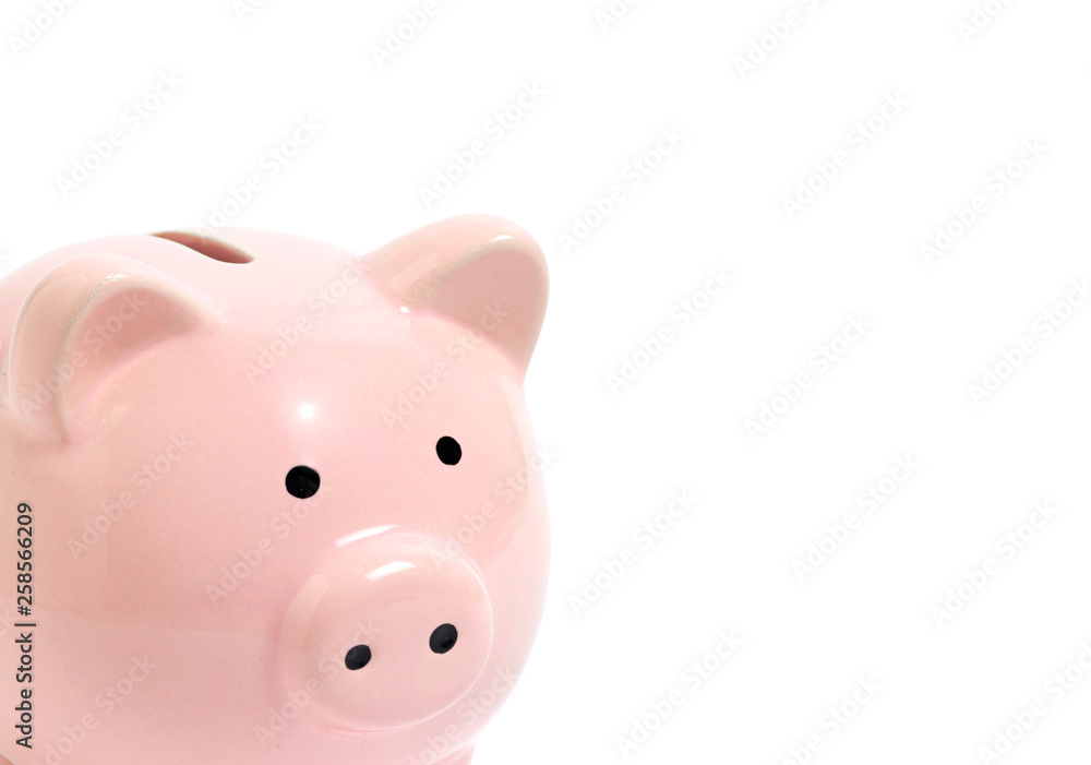 Pink piggy Bank on white background. Money and business. Pink piggy Bank on white background. Money and business.