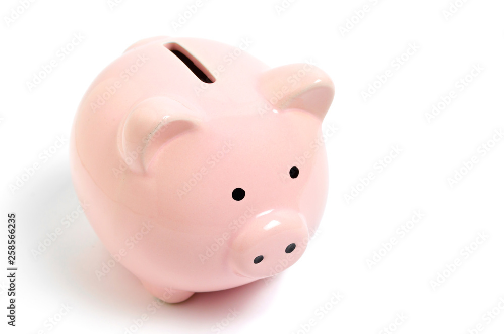 Pink piggy Bank on white background. Money and business. Pink piggy Bank on white background. Money and business.