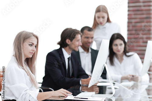 business team discussing with Manager work issues